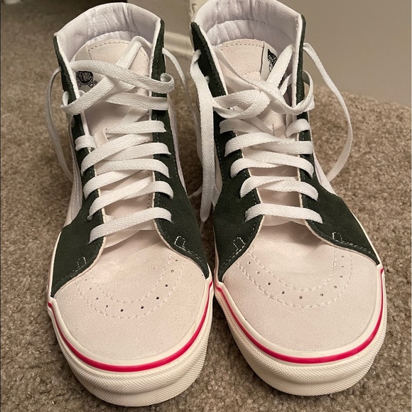 Vans High Tops Green and Cream Suede Sneakers Old Skools - Picture 5 of 11